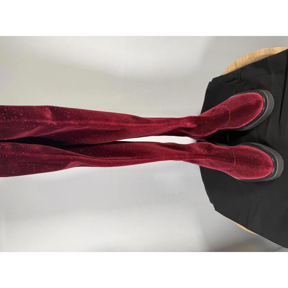 Giuseppe Zanotti Adrienne Bordeaux Velvet OTK Boots EU 34 US 4 Red Designer NWB - Picture 5 of 16